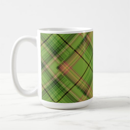 Mug Pêche et Plaid vert (superposé) (Gauche)