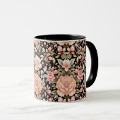 Mug Pêche Florale Aquarelle Fleurie Feuilles de verdur (Devant droit)
