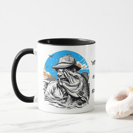 Mug Pêche Happy Big Fish Catch Devis (Avec donut)