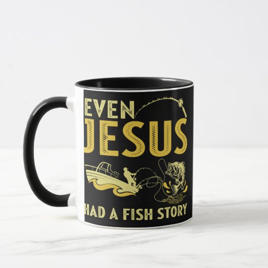 Mug Pêche Même Jésus Avait Une Histoire De Poisson Drô (Gauche)