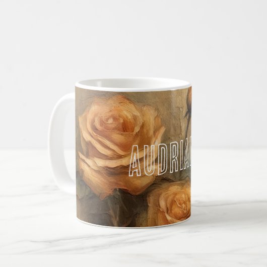 Mug Pêche Rose Floral (Devant gauche)