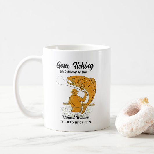 Mug Pêche terminée La vie est meilleure retraite Cadea (Avec donut)