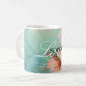 Mug Pêche tropicale Hibiscus blanc Amour floral (Devant gauche)