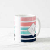 Mug Pêche Turquoise Indigo Blancs (Devant droit)