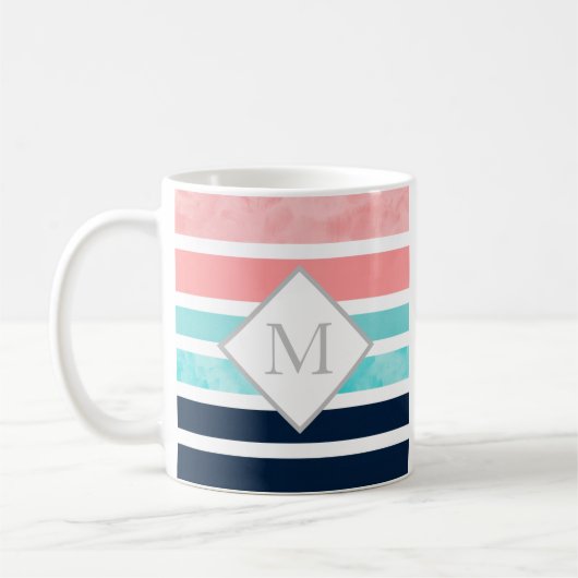 Mug Pêche Turquoise Indigo Blancs (Gauche)