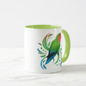Mug Pêche verte face à l'oiseau (Devant droit)