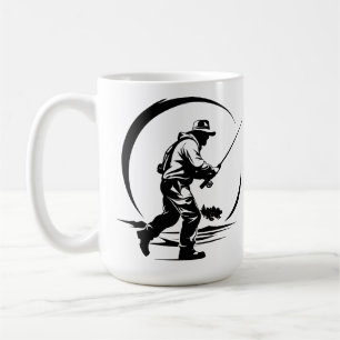 Mug Pêcheur à la mouche personnalisé SVG et canne