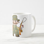 Mug Pêcheur de dessin animé avec Gros Catch Funny Fish (Devant droit)