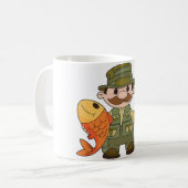 Mug Pêcheur de dessin animé avec Gros Catch Funny Fish (Devant gauche)