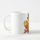 Mug Pêcheur de dessin animé avec Gros Catch Funny Fish (Gauche)