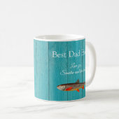 Mug Pêcheur rustique Turquoise Bleu meilleur papa jama (Devant droit)