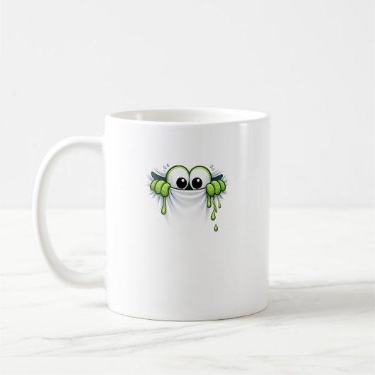 Mug Peek-a-Slime! Cute Goo Monster Peeking Design (Gauche)