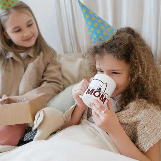 Mug Peeking Black Cat Mom Minimalist Coffee