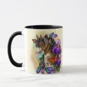 Mug Peindre Cheval Mustang avec Iris et papillons (Gauche)