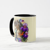 Mug Peindre Cheval Mustang avec Iris et papillons (Devant gauche)