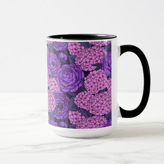 Mug Peine et hydrangée en rose et violet (Droite)