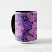 Mug Peine et hydrangée en rose et violet (Devant gauche)