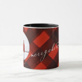 Mug Peint Rouge Noir Plaid Deux Vacances Photo (Centre)