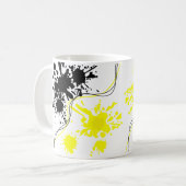 Mug Peinture à éclat noir et jaune (Devant gauche)
