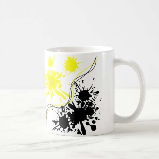 Mug Peinture à éclat noir et jaune (Droite)