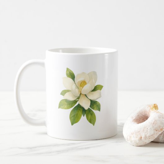 Mug Peinture à fleurs de Magnolia (Avec donut)