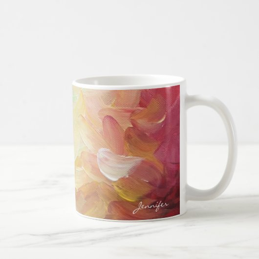 Mug Peinture à huile Turquoise dorée rouge moderne per (Droite)