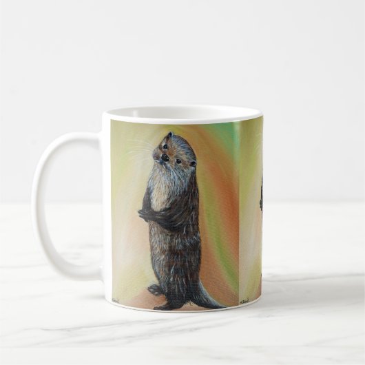 Mug Peinture à la loutre de la rivière debout (Gauche)