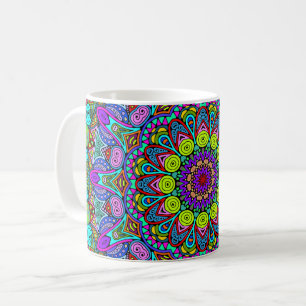 Mug Peinture à la main Mandala Horloge Face 4