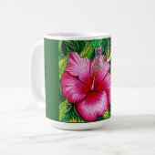 Mug Peinture à l'aquarelle de l'Hibiscus d'colibri (Devant gauche)
