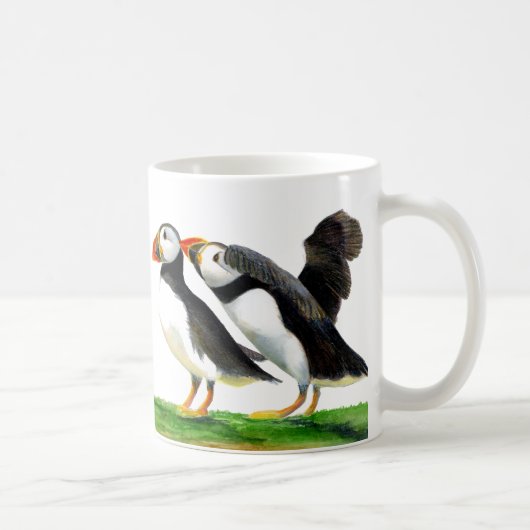 Mug Peinture à l'aquarelle d'Oiseau de Puffin (Droite)