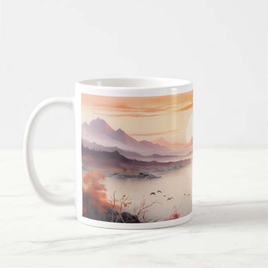 Mug Peinture à l'encre d'automne avec le soleil (Gauche)