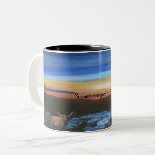 Mug - Peinture à l'huile - Coucher de soleil sont  (Devant gauche)