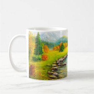 Mug peinture à l'huile de beau paysage d'automne, for
