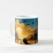 Mug Peinture À L'Huile De La Ville Et Du Soleil (Devant gauche)