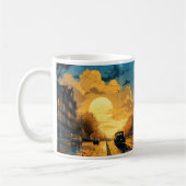 Mug Peinture À L'Huile De La Ville Et Du Soleil (Gauche)
