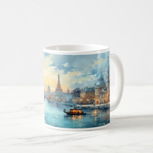 Mug Peinture À L'Huile De La Ville Et Rivière (Devant droit)