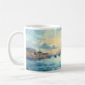 Mug Peinture À L'Huile De La Ville Et Rivière (Gauche)
