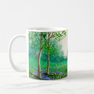 Mug Peinture à l'huile de paysage de printemps, forêt.