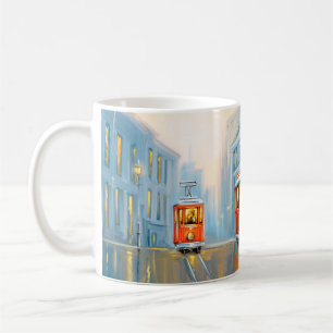 Mug Peinture à l'huile de tramway de la vieille ville