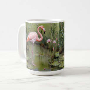 Mug Peinture À L'Huile D'Oiseau Et De Roseaux De Flama