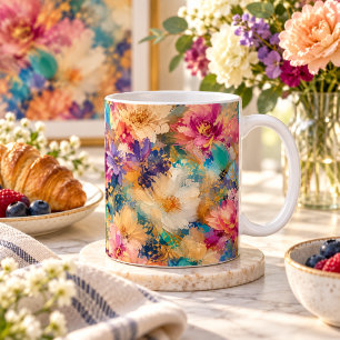 Mug Peinture à l'huile florale abstraite impressionnis