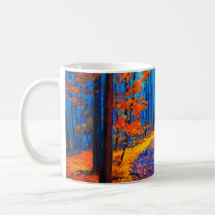 Mug  peinture à l'huile montrant belle forêt d'automne