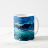Mug Peinture à l'huile montrant des vagues dans l'océa (Devant droit)
