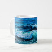 Mug Peinture à l'huile montrant des vagues dans l'océa (Devant gauche)