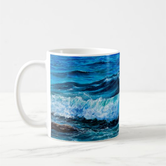 Mug Peinture à l'huile montrant des vagues dans l'océa (Gauche)
