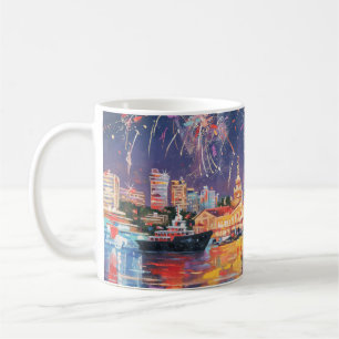 Mug Peinture à l'huile sur la toile du port de Sotchi
