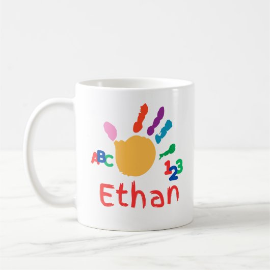 Mug Peinture à main ABC pour enfant personnalisée 123 (Gauche)