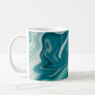Mug Peinture abstraite blanche et turquoise