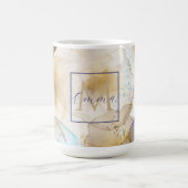 Mug Peinture Abstraite d'art fluide en or bleu (Centre)