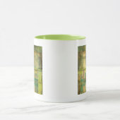 Mug Peinture Abstraite dorée turquoise et verte (Centre)